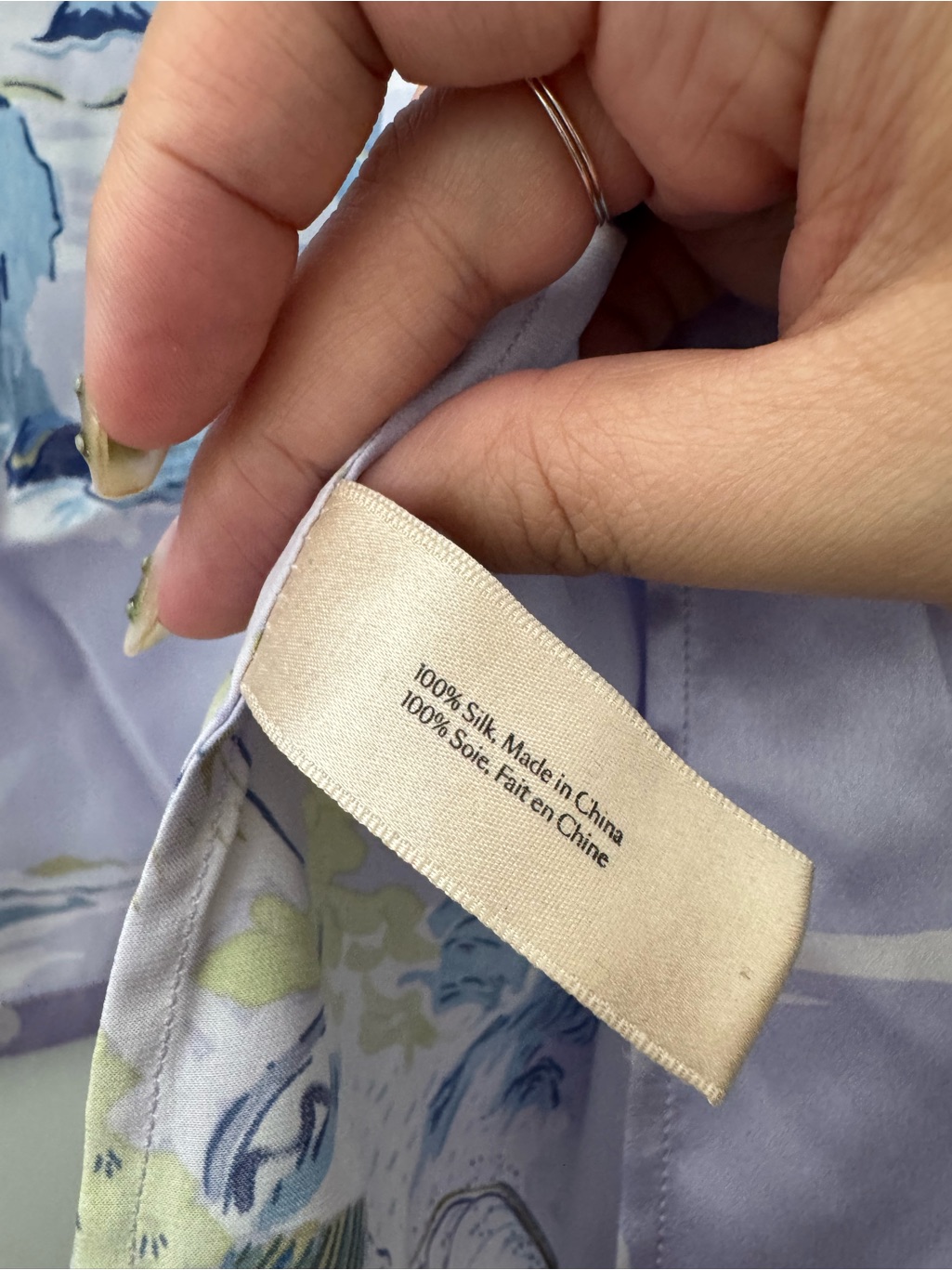 Olivia Von Halle Lavender And Blue Scenic Silk Pajama Set — image 6 of 8